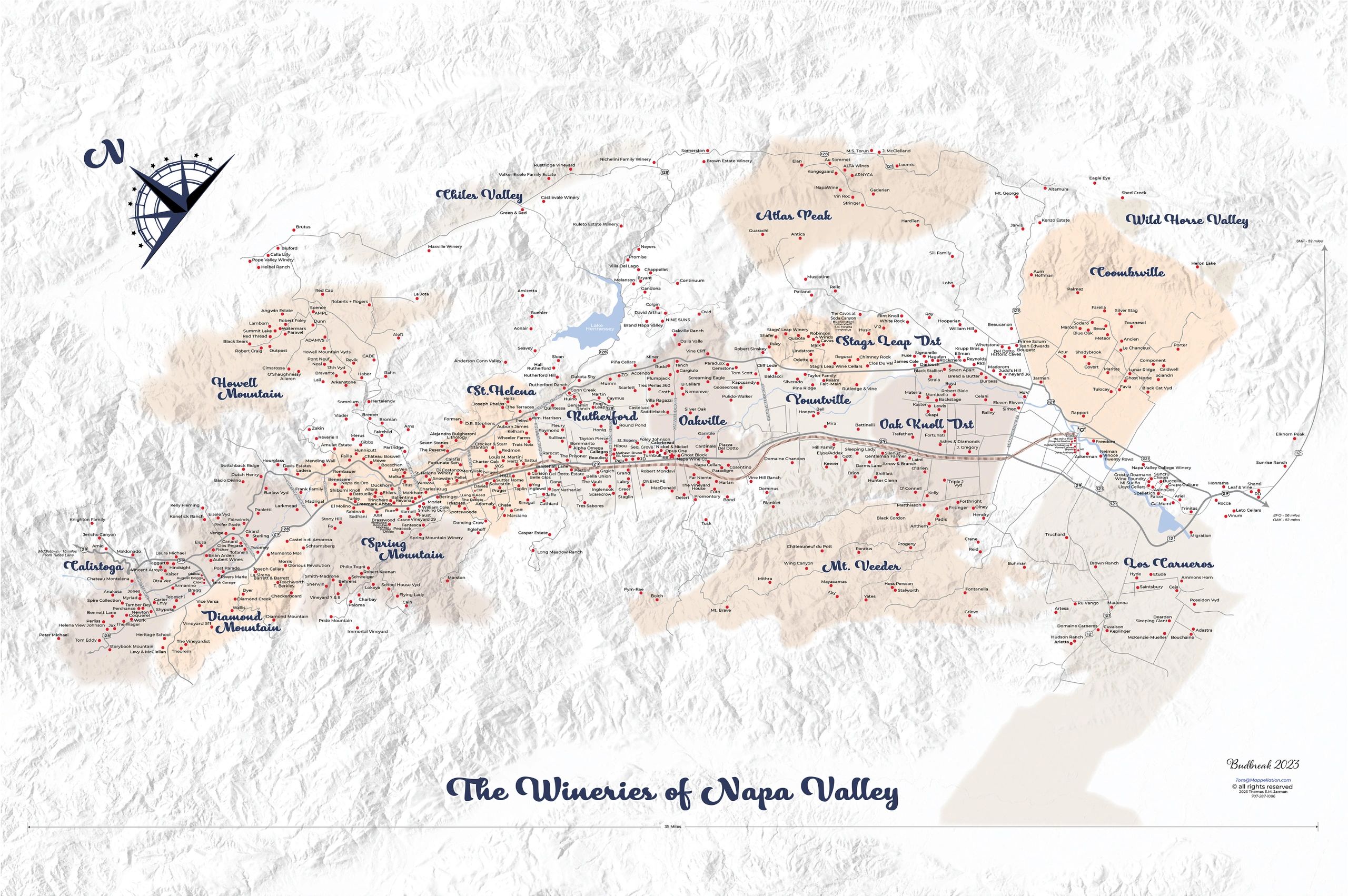 Mappellation Napa Valley Winery Map, Napa Valley